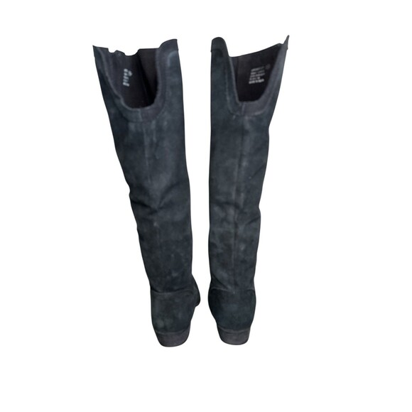 Naughty Monkey Black Leather Over the Knee Hidden Wedge Zip Boots Women Size 7.5 - Picture 5 of 11